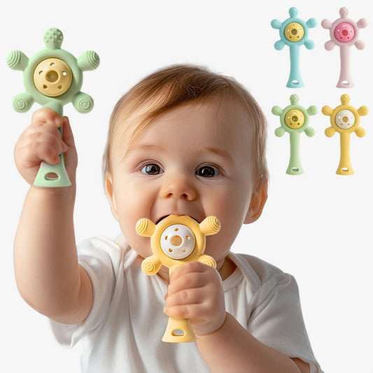 1Pc Candy Color Baby Silicone Teether Rattle Toy Safe Teething Ring Sensory Toys For Toddlers Chewing Toy Baby Accessories
