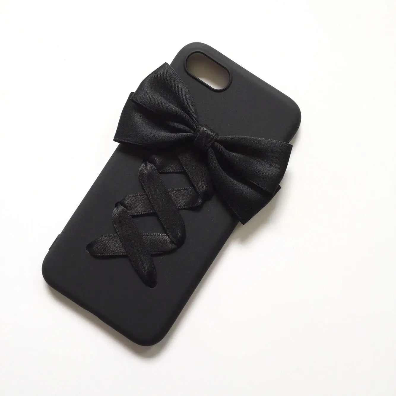Sweet Girl Lolita Black Bowknot Iphone Case for 15 16 Pro Max Soft Phone Case Handmade Women Phone Covers for IPhone 11 12 13 14